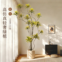 Simulated Green Plant Golden-Edged Lily Bamboo Indoor Living Room High-End Light Luxury Decorative Ornaments Large Floor-Standing Artificial Tree Potted Plant