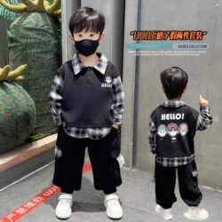 Children's Clothing Boys' Suits Spring and Autumn 2025 New Stylish and Fashionable Boys' Baby Autumn Outfit Fake Two-Piece Sweatshirt