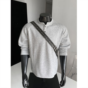 
American Polo Henley shirt men's long-sleeved T-shirt autumn and winter trend cleanfit inner wear men's velvet bottoming sweatshirt
