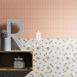 French-Style Fresh Small Floral 200X200 Tiles Nanyang Retro Distressed Mosaic Tiles for Bathroom, Balcony, Dining Room