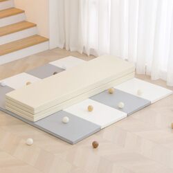 Children's Foldable Crawling Mat, Thickened Baby Floor Mat, Non-Toxic and Odorless, Infant Pu Leather Crawling Mat, Home Play Fence