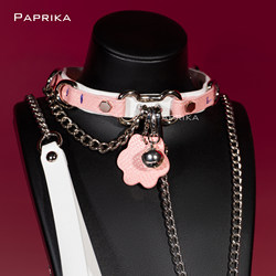 Pink Paw Bone Collar Choker Necklace for Men and Women, Genuine Leather K9 Puppy Leash