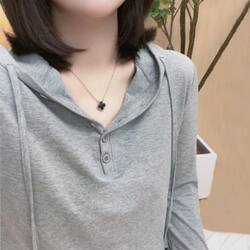 Solid Color Hooded Long-Sleeve T-Shirt Top for Women, Autumn 2025 New Versatile Stylish Casual Fashion Sweatshirt Trendy