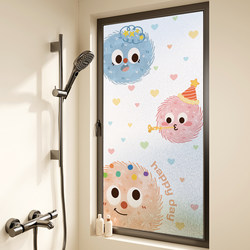 Cartoon Bathroom Glass Stickers, Translucent Opaque Frosted Window Film, Anti-Peeping Bathroom Door Stickers