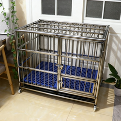 50kg Large Dog Cage Stainless Steel Dog Cage with Toilet Square Tube Indoor Border Collie Pet Golden Retriever Detachable and Assembleable