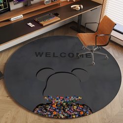 Violent Bear Computer Chair Floor Mat Round Gaming Swivel Chair Carpet Bedroom Study Chair Non-Slip Foot Pad Desk Mat
