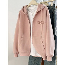 American-Style Hooded Sweatshirt for Women 2026 New Spring and Autumn Petite Loose Lazy Style Thin Cardigan Zipper Jacket
