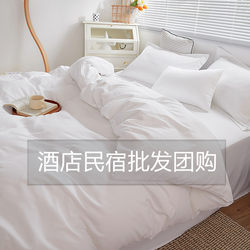 Hotel Four-Piece Bedding Set, Homestay Style White Bed Sheet, Quilt, Pillow Core, Seven-Piece Set, Fitted Sheet, Hotel Duvet Cover, Five-Piece Set