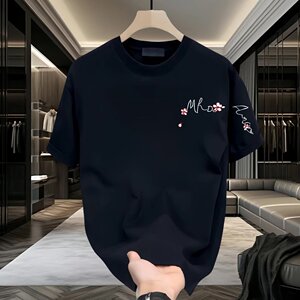 
Pure cotton T-shirt trendy men's summer T-shirt top high-end short-sleeved T-shirt men's new inner bottom