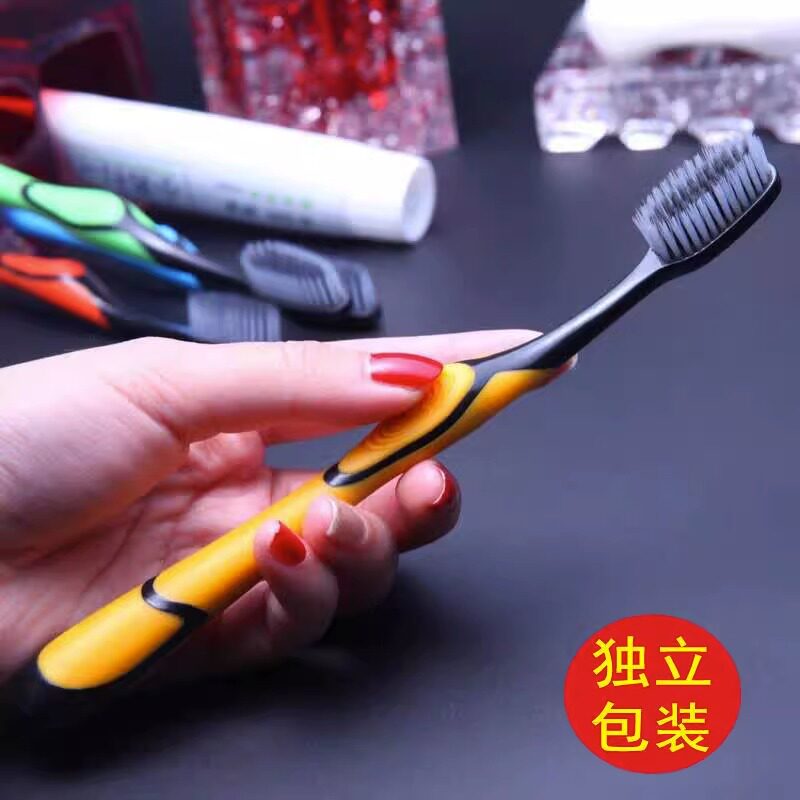 대나무숯 부드러운모칫솔, 최고급 부드러운모 치아얼룩제거, 항균, 초극세부드러운 고밀도 브러시 필라멘트-