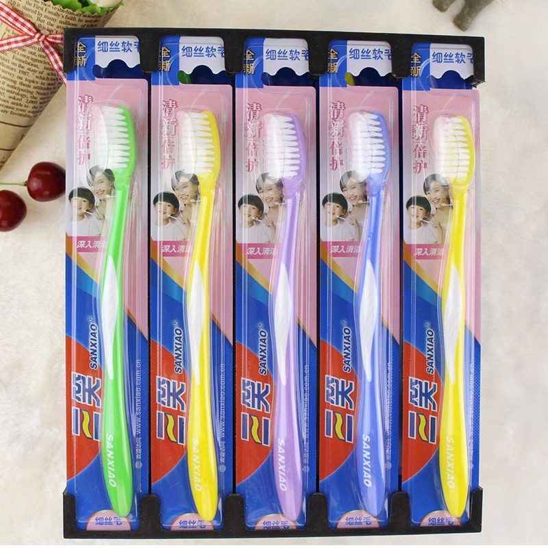 (SANXIAO 칫솔) 성인용 중간 칫솔모 부드러운 칫솔 패밀리 사이즈 고급 실크 부드러운 칫솔 무료 배송-