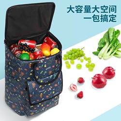 Shopping Cart for Groceries, Small Pull Cart with Swivel Wheels, Lightweight Foldable Trolley with Large Capacity