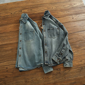 
American Retro Washed Denim Shirt Jacket Thin Men's and Women's Spring New Shirt Couple Long Sleeve Work Clothes Top