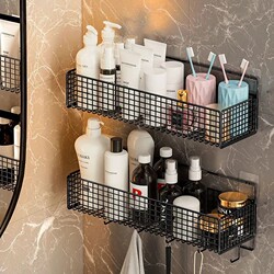 Bathroom Rack, Bathroom Punch-Free Wall-Mounted Washbasin, Washbasin Storage Artifact, Toilet Supplies Collection