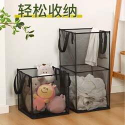 Folding Dirty Clothes Basket, Large Capacity Breathable Laundry Basket for Home, Bathroom Dirty Clothes Storage Basket, Portable and Mobile