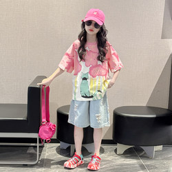 Girls' Short-Sleeved T-Shirt, Summer Pure Cotton 2026 New Style, Stylish Loose Top for Children, Super Cute Half-Sleeve T-Shirt for Older Girls