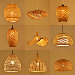 Bamboo Chandelier, New Chinese-Style Lighting, Rattan Zen Tea Room Restaurant Lamp, Japanese-Style Bamboo Lantern, Homestay Antique Lampshade