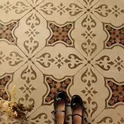 Nanyang Vintage Style 300X300 Finely Carved Floral Tiles for Guesthouses, Restaurants, Bathrooms, and Balconies, Retro Distressed Full Ceramic Floor Tiles