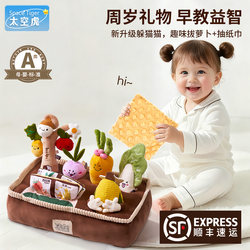 Space Tiger Baby Carrot-Pulling Toy, Chewable Baby Toy for 6-Month-Old Babies, 0-1+ Years Old, Early Education Paper-Pulling Toy