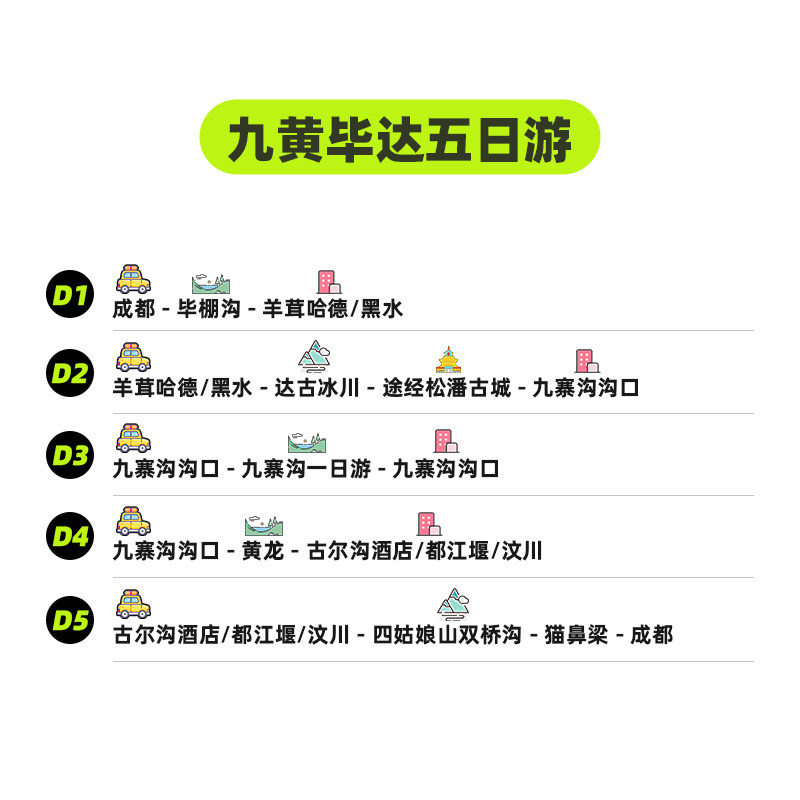 2-8人小团九寨沟纯玩5日游黄龙毕棚沟达古冰川四姑娘山跟团游