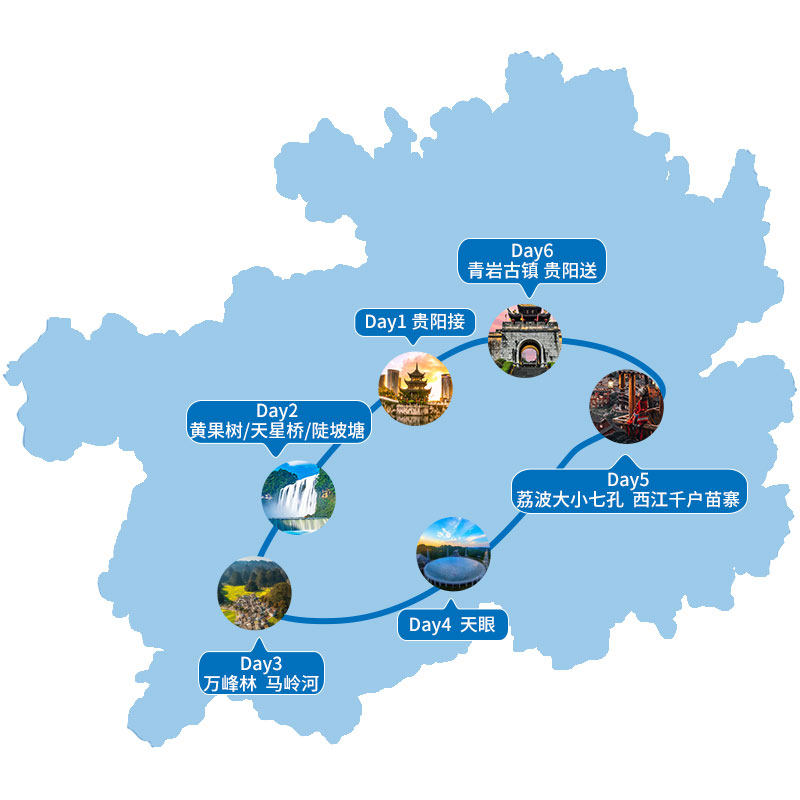 【1-6人小团】贵州旅游纯玩6天5晚黄果树大小七孔西江万峰林天眼