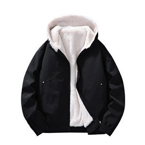 
New men's velvet cotton coat hooded couple's zipper thickened warm loose coat winter cotton jacket