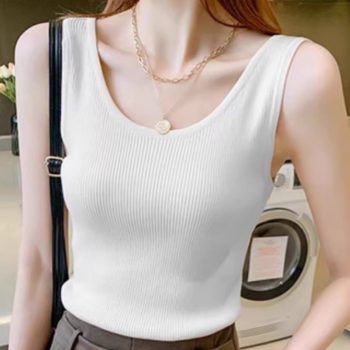Threaded Ice Silk Suspender Slim Fit Outer Bottoming Shirt