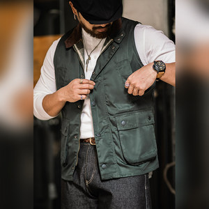 
Uncle Gu's hunting oil wax vest men's spring new British old money style retro workwear vest
