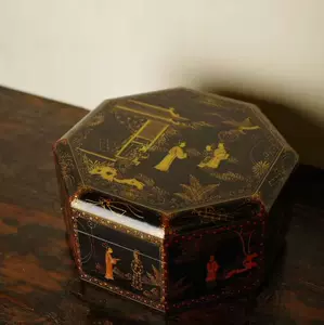 【古寶奇蔵】木胎漆器彫・描金・龍鳳紋・首飾盒・置物・賞物・中国時代美術