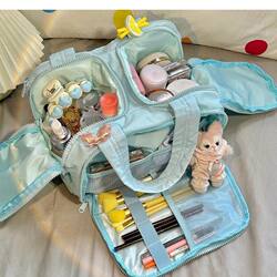 New Style Partitioned Makeup Bag with Large Capacity, Portable Cosmetics Storage, Dry and Wet Separation, Multifunctional Travel Bag