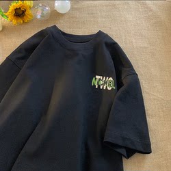 American Retro Heavyweight Pure Cotton Short-Sleeve T-Shirt for Men and Women, 2025 Summer Design, Niche Black Loose Half-Sleeve