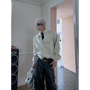 
NKAOL niche motorcycle retro stand collar design leather jacket men's spring and autumn short pu leather jacket top