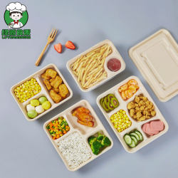 Disposable Lunch Boxes with 3, 4, 5, or 6 Compartments, Takeaway Packaging Lunch Boxes, Multi-Compartment Bento Boxes, Commercial Eco-Friendly Biodegradable Pulp Boxes