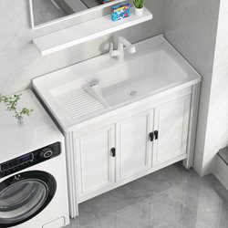 Thickened space aluminum laundry tub cabinet with deepened ceramic basin