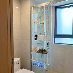 Bathroom Storage Rack, Wall-Mounted Storage, No-Drill Bathroom Organizer, Over-The-Door Hanging Rack, Special Rack for Bathing