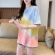 
Large size women's short-sleeved T-shirt for women in summer 2025 new Korean version loose small rainbow striped versatile top