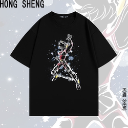 Quick-Dry Clothing Anime Saint Seiya Collaboration Trendy Short-Sleeve T-Shirt Unisex Summer Fashion Brand Loose Fit Regular Shoulder Summer Top