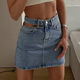 SUMMER CUTOUT Button Denim Pocket SKIRT Summer Summer Spanking Pocket Denim Skirt
