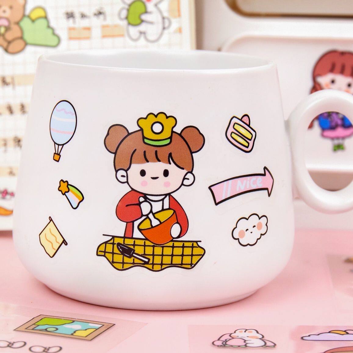 어린이와 소녀를위한 200 귀여운 스티커 휴대 전화 장식 작은 패턴 방수 소녀 심장 DIY 핸드북 GUKA 스티커-