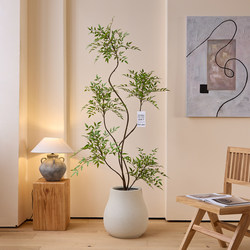 Sen Space Simulated Green Plants, High-End Light Luxury Indoor Plant Potted Plants, Artificial Bamboo Trees, Simple Log-Style Decoration