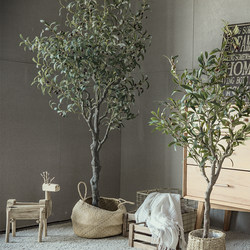 Forest Space Artificial Green Plant Decoration Olive Tree Fake Tree Nordic Style Indoor Large Floor-Standing Potted Plant Artificial Plant