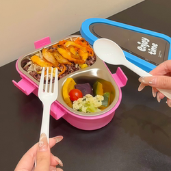 Office Worker Lunch Box, Salad Picnic Insulated Lunch Box, Food-Grade Stainless Steel Compartmentalized Lunch Box with Portable Cutlery