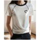 
Contrasting color ragdoll sleeve loose top 2025 summer new trend niche rice gray pure cotton short-sleeved round neck top