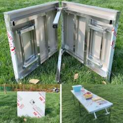 Thickened Stainless Steel Tabletop Foldable Table for Commercial Use, Portable Storage, Car-Mounted, Outdoor, Home Use, Rectangular Shape