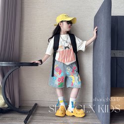 Children's Outfit for Girls, Summer 2026 New Popular Style, High-End Dopamine Denim Shorts, Very Attractive Summer Clothing