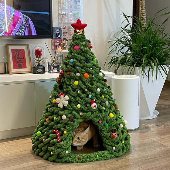 
Christmas tree cat nest handmade diy material package winter warm enclosed sense of security thermal insulation pet supplies