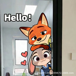 Zootopia Cute Judy Nick Kitchen Bathroom Glass Anti-Collision Sticker Refrigerator Toilet Scratch Decoration