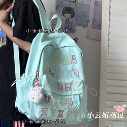 2025 Summer New Style School Bag for Girls, Large Capacity, Unique Design, ins Backpacks, Korean Style Letter Laptop Bag