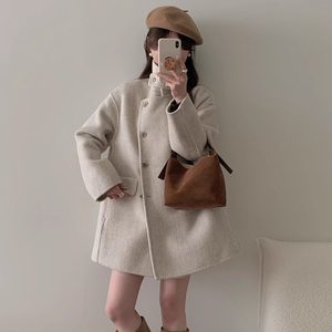 
Small double-sided cashmere coat for women in autumn and winter new high-end mid-length simple and versatile wool coat for women