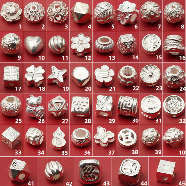 {No ring}S925 sterling silver plain silver separated beads crystal bracelet string making braided silver jewelry accessories diy material